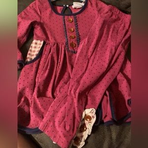 Serendipity size 2t purple with navy pokadots